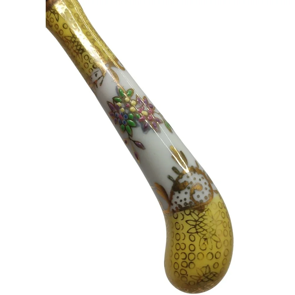 Vintage Prill Sheffield Floral Spatula Cake Pie Hand Painted Enamel Yellow Small